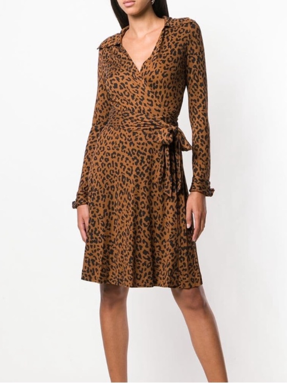 Diane von Furstenberg Leopard Wrap Dress Silk 00 XS